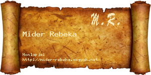 Mider Rebeka névjegykártya